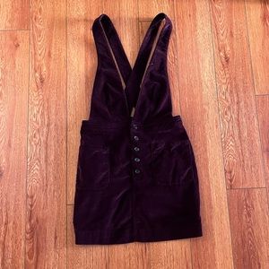 Free People | Dresses | Free People Old School Love Pinafore Corduroy  Overall Dress Burgundy | Poshmark